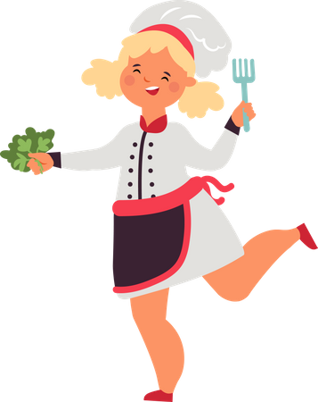 Little chefs with cutlery Illustration