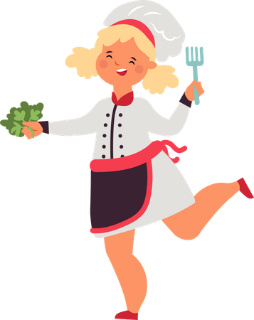 Little chefs with cutlery  일러스트레이션
