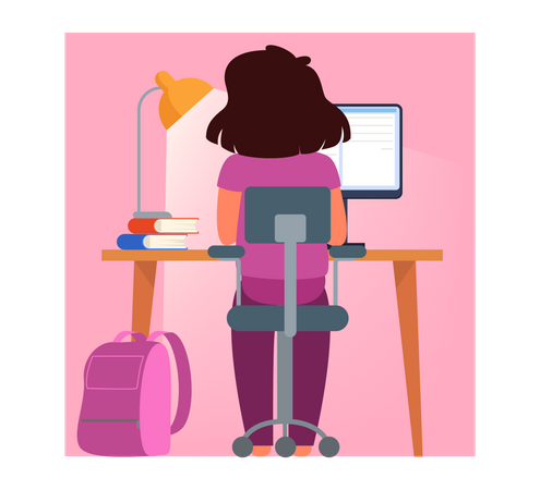 Little child at home doing a homework  Illustration