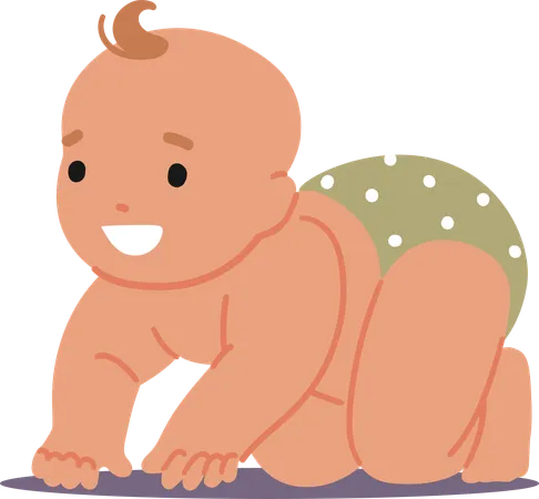 Baby Crawl Infant Explore Surroundings Crawling On Hands And Knees Little Child Develops Motor Skills Curiosity And Independence Fostering Physical And Cognitive Development Vector Illustration Illustration