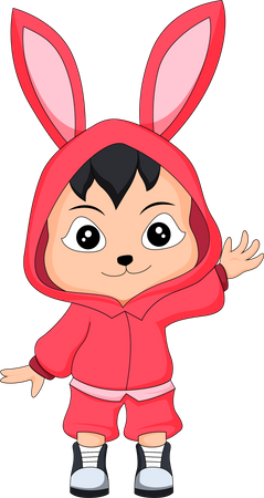 Little child in rabbit costume  Illustration