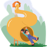 illustrations for little child sliding on tube slide