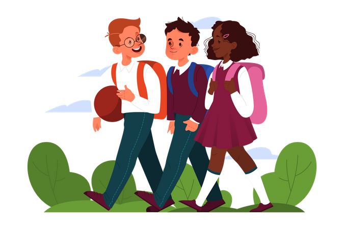 Little children at school  Illustration