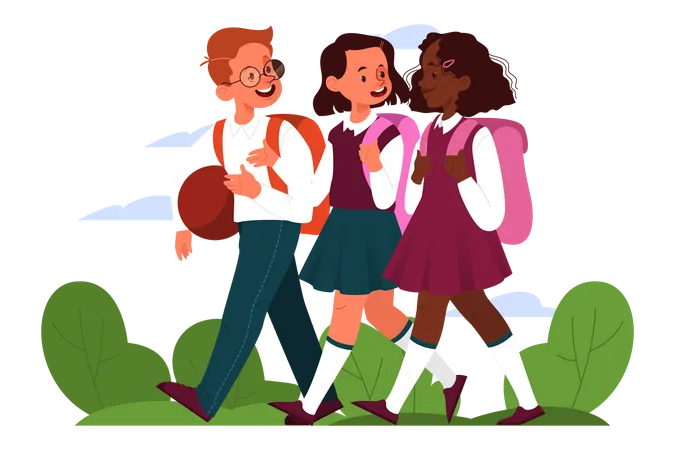 Little children at school  Illustration