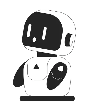 Little Companion Robot Wow Amazed Black And White 2 D Line Cartoon Character Robotic Friend Isolated Vector Outline Personage Buddy Robot Emotional Intelligence Monochromatic Flat Spot Illustration Illustration