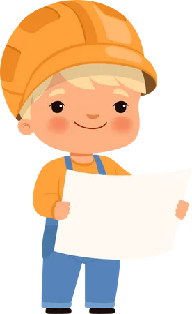 Kids Builders Funny Young Peoples Constructor Illustration