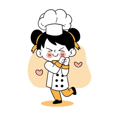 Little cute chef feeling happy Illustration