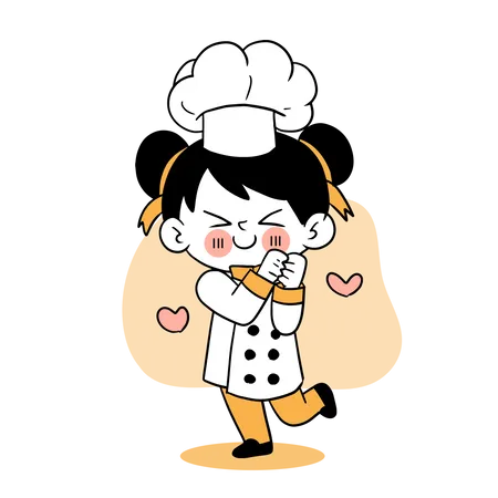 Little cute chef feeling happy Illustration