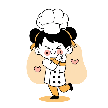 Little cute chef feeling happy  Illustration