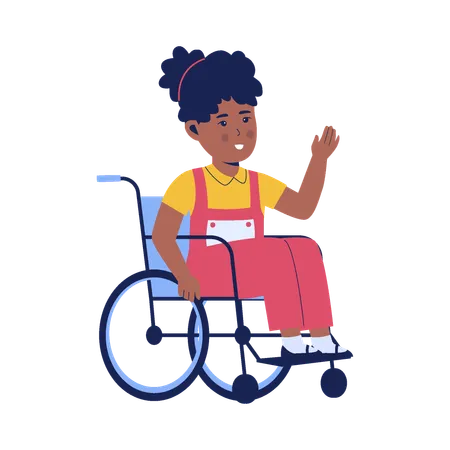Little disable girl on wheelchair  Illustration