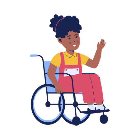 Little disable girl on wheelchair  Illustration