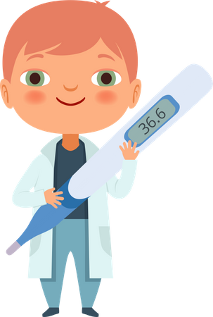 Little doctor holding thermometer Illustration