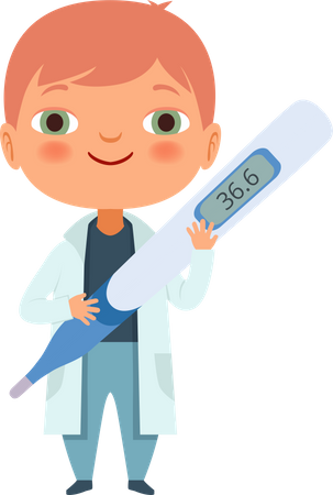 Little doctor holding thermometer  Illustration