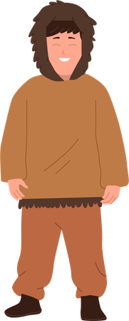 Little eskimo boy child wearing traditional native warm clothes  Illustration