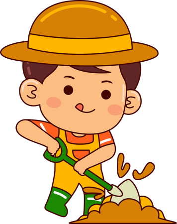 Little farmer boy  Illustration