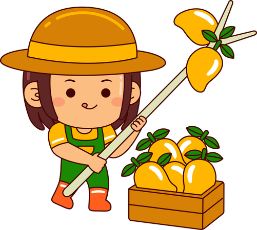 Little farmer girl  Illustration