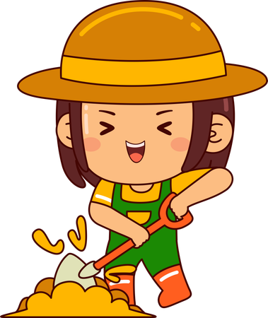 Little farmer girl  Illustration