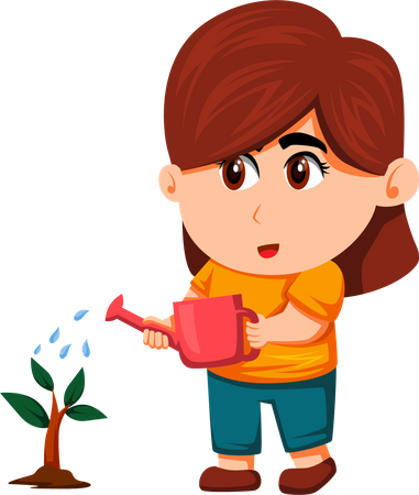 Little Farmer watering plant  Illustration