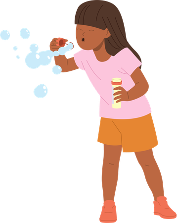 Little girl blowing soap bubble  Illustration