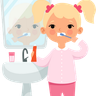 little girl brushing teeth illustration free download