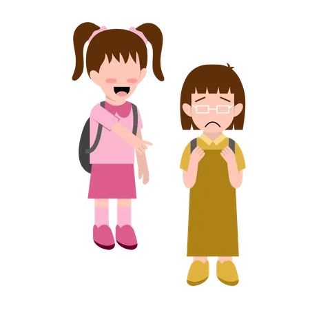 Little Girl Bullying Another Girl  Illustration