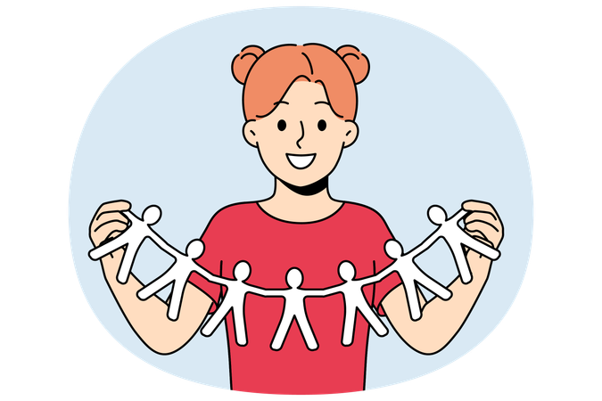 Little girl calls for solidarity and collaboration  Illustration