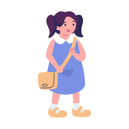 Little Girl Carrying Bag  Illustration