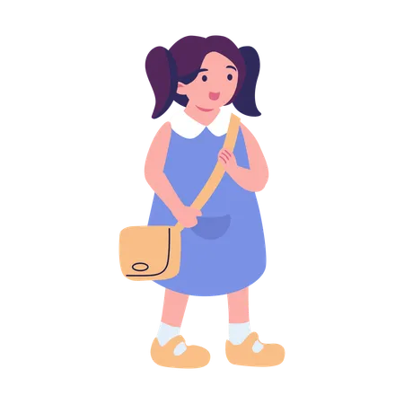 Little Girl Carrying Bag  Illustration