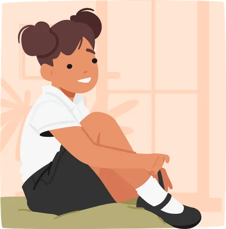 Adorable Little Girl Character Confidently Dons Her School Uniform Radiating Excitement And Innocence As She Embarks On A New Educational Journey Cartoon People Vector Illustration Illustration
