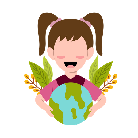 Little Girl Character For Save Planet  Illustration