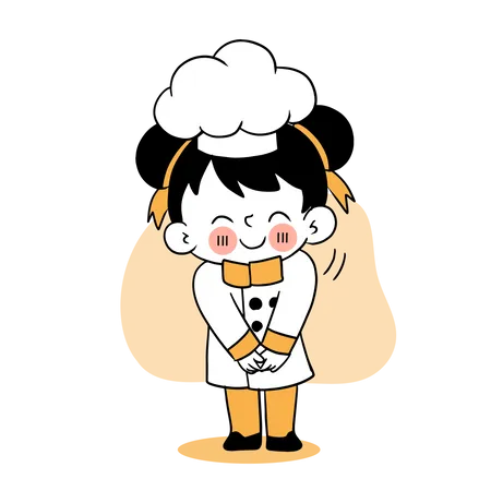 Little girl chef Illustration