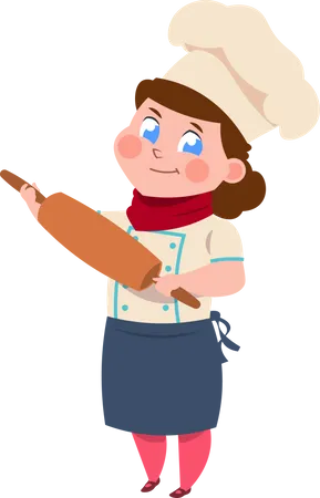 Little girl chef Illustration