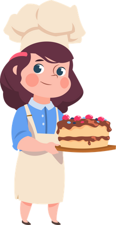 Little girl chef making food  Illustration