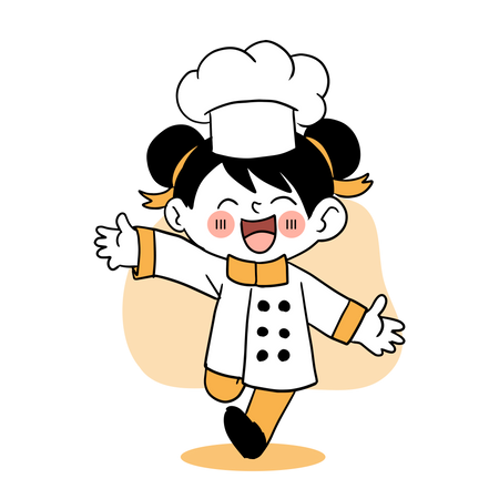 Little girl chef smiling  Illustration