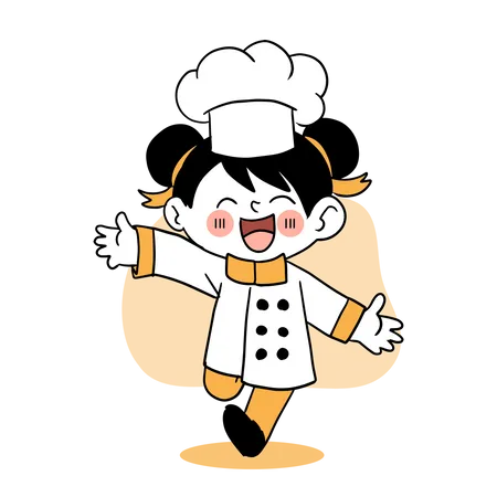 Little girl chef smiling  Illustration