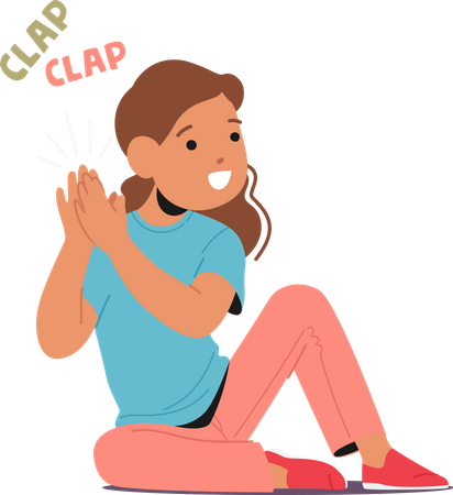 Little Girl Claps Hands  イラスト