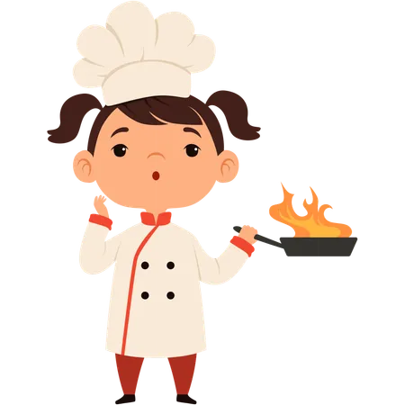 Little girl cooking meal  Illustration