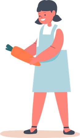 Little Girl correting Carrot  イラスト