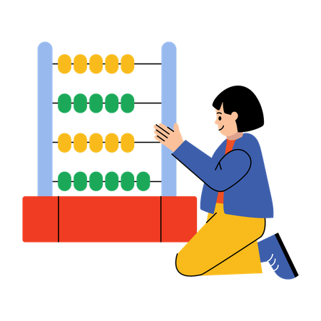 Little girl counting beads on abacus  Illustration