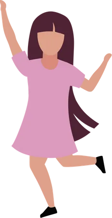 Little Girl Jumping For Joy Semi Flat Color Vector Character Posing Figure Full Body Person On White Happy Dance Isolated Modern Cartoon Style Illustration For Graphic Design And Animation Illustration