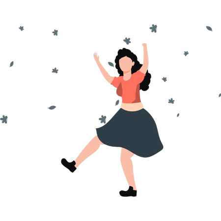 Little girl dancing with joy  Illustration