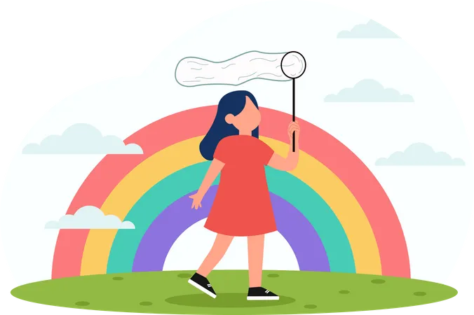 Little girl doing air bubble  Illustration