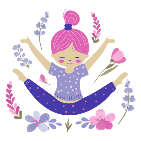 Little Girl doing gymnastics  Illustration