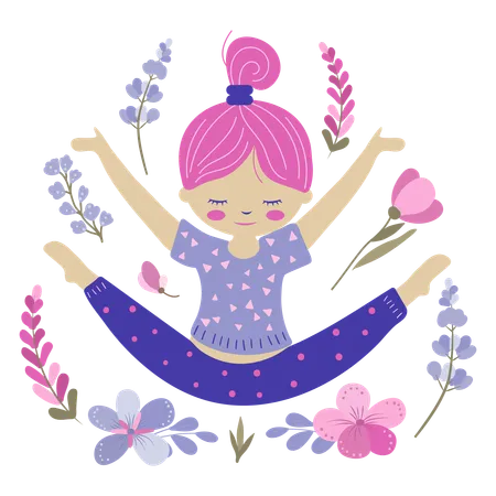 Little Girl doing gymnastics  Illustration