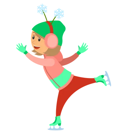 Little girl doing ice skating  Illustration