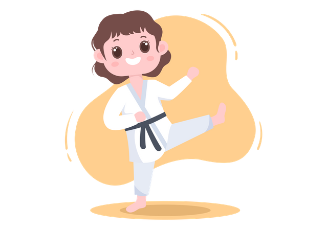 Little girl doing karate Illustration
