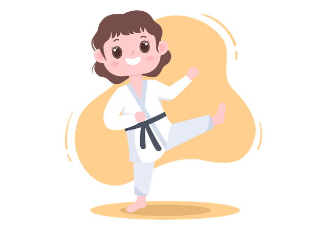 Little girl doing karate  Illustration