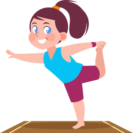 Children In Yoga Poses Cartoon Fitness Kids In Yoga Asana Vector Characters Isolated Set Illustration Of Fitness Sport Yoga Pose For Child Illustration
