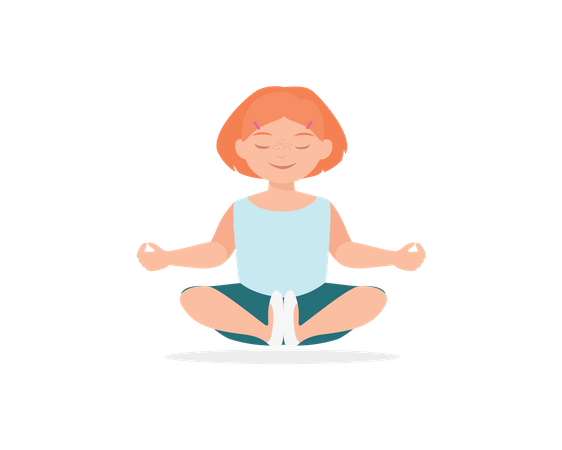 Little girl doing meditation  Illustration