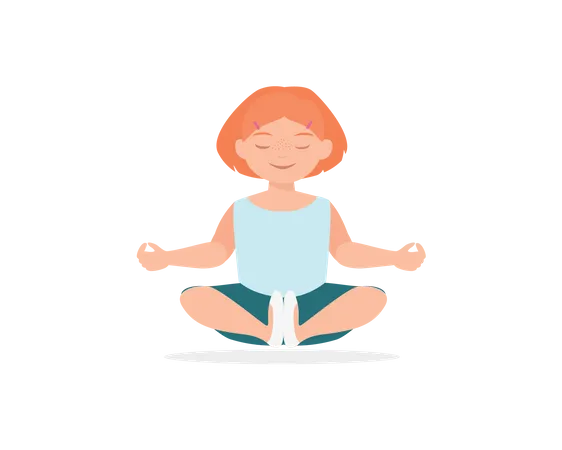 Little girl doing meditation  Illustration